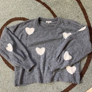 Heart Dot Balloon-Sleeve Pullover Sweater